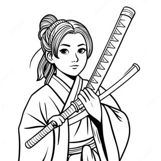 蜜璃莉与她的武士刀涂色页 涂色页