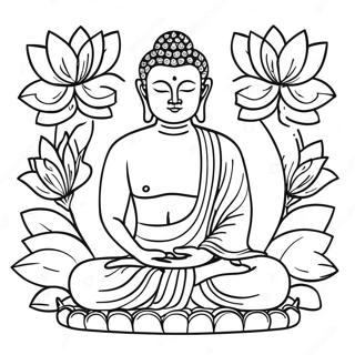 Fo Tuo Yu Lian Hua Huan Rao De Tu Se Ye 113218-49305