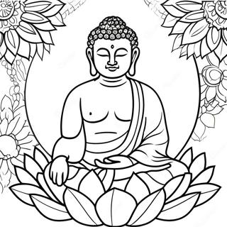 Fo Tuo Yu Lian Hua Huan Rao De Tu Se Ye 113218-49306