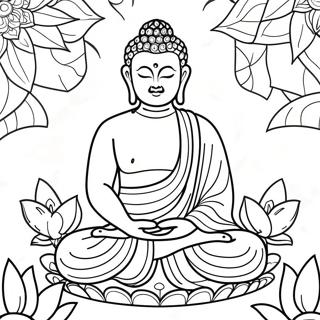 Fo Tuo Yu Lian Hua Huan Rao De Tu Se Ye 113218-49307