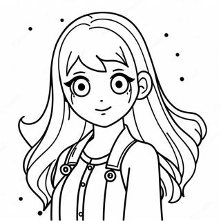 长发动漫女孩涂色页 涂色页