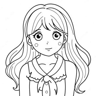 长发动漫女孩涂色页 涂色页