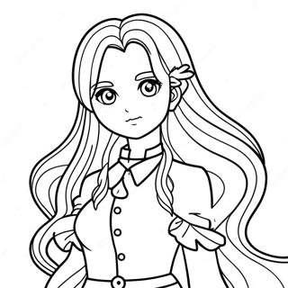 幻想长发动漫女孩涂色页 涂色页