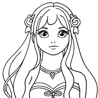 幻想长发动漫女孩涂色页 涂色页