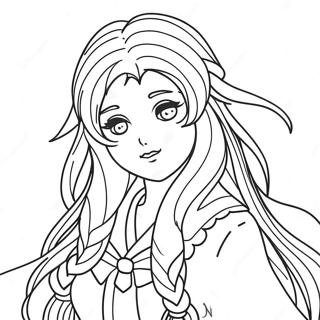 幻想长发动漫女孩涂色页 涂色页