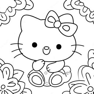 快乐的凯蒂猫装饰品涂色页 涂色页