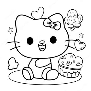 快乐的凯蒂猫装饰品涂色页 涂色页