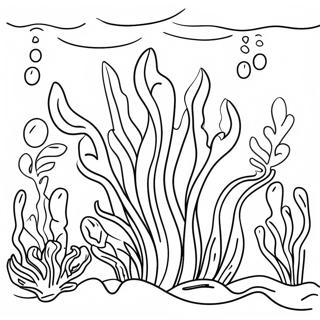 色彩斑斓的海藻水下场景涂色页 涂色页