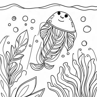 逼真的海洋海藻涂色页 涂色页