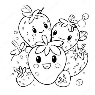 快乐草莓家庭涂色页 涂色页