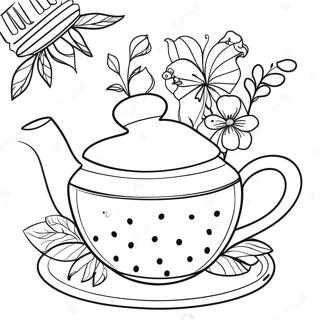 优雅的花卉茶会涂色页 涂色页