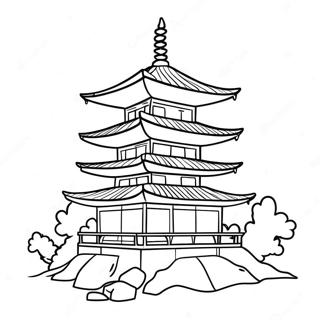传统日本宝塔涂色页 涂色页