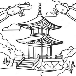 传统日本宝塔涂色页 涂色页