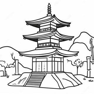 传统日本宝塔涂色页 涂色页