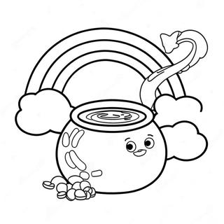 顽皮的彩虹与金锅涂色页 涂色页