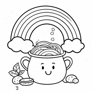 顽皮的彩虹与金锅涂色页 涂色页