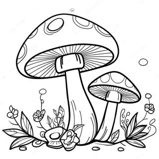 色彩缤纷的迷幻蘑菇涂色页 涂色页