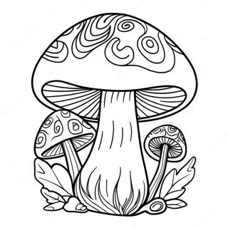 色彩缤纷的迷幻蘑菇涂色页 涂色页